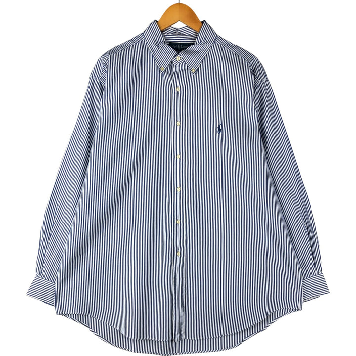 Ralph Lauren YARMOUTH Long Sleeve Button-Down Striped Shirt, Men's XL cotton blue type Vintage Second Hand