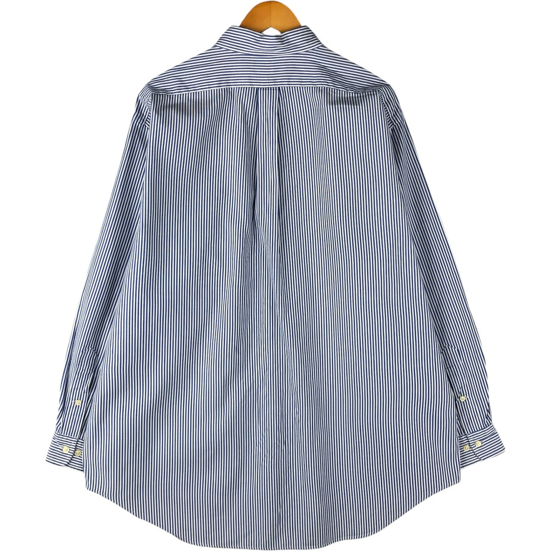 Ralph Lauren YARMOUTH Long Sleeve Button-Down Striped Shirt, Men's XL cotton blue type Vintage Second Hand