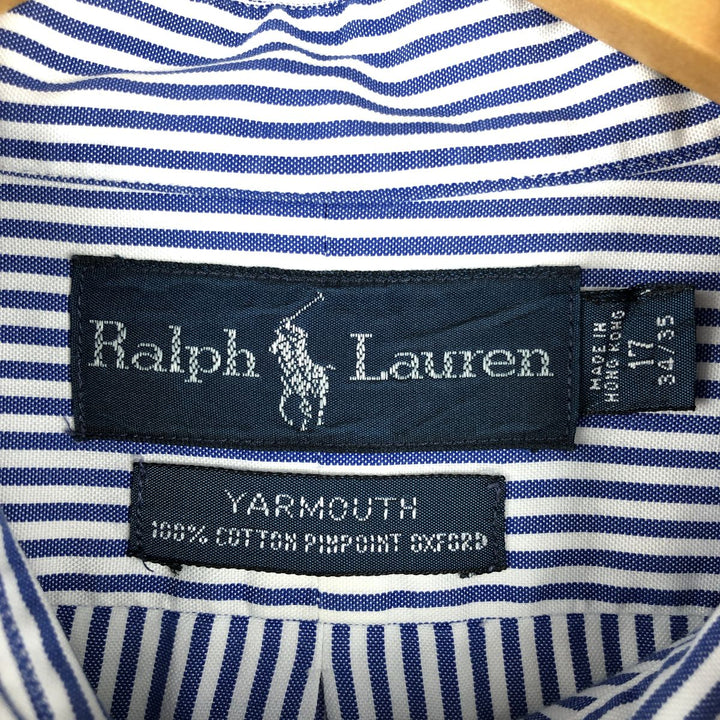 Ralph Lauren YARMOUTH Long Sleeve Button-Down Striped Shirt, Men's XL cotton blue type Vintage Second Hand