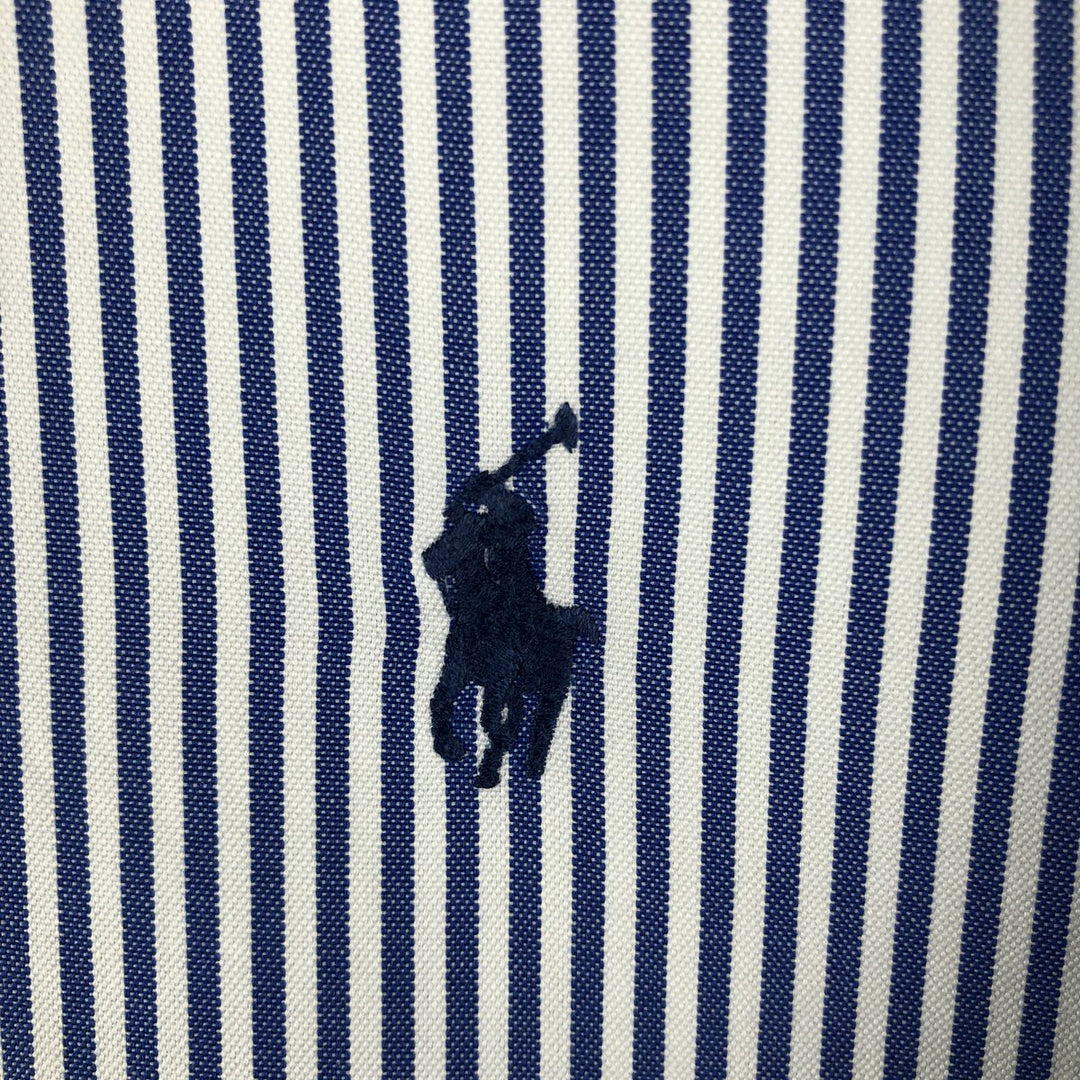 Ralph Lauren YARMOUTH Long Sleeve Button-Down Striped Shirt, Men's XL cotton blue type Vintage Second Hand