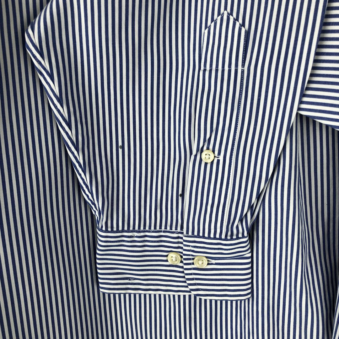 Ralph Lauren YARMOUTH Long Sleeve Button-Down Striped Shirt, Men's XL cotton blue type Vintage Second Hand
