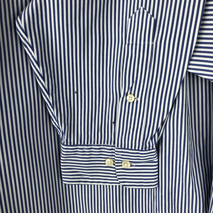 Ralph Lauren YARMOUTH Long Sleeve Button-Down Striped Shirt, Men's XL cotton blue type Vintage Second Hand