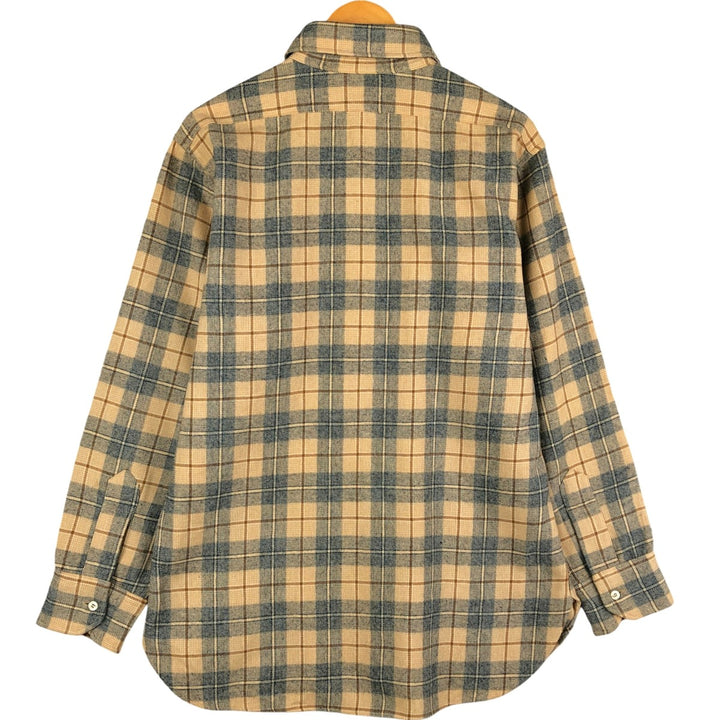 Vintage 70'S Pendleton Check Pattern Wool Shirt Made in USA Men's L wool Beige type Vintage Second Hand