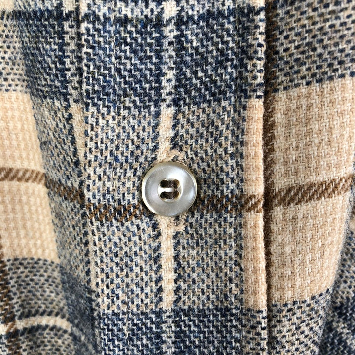 Vintage 70'S Pendleton Check Pattern Wool Shirt Made in USA Men's L wool Beige type Vintage Second Hand