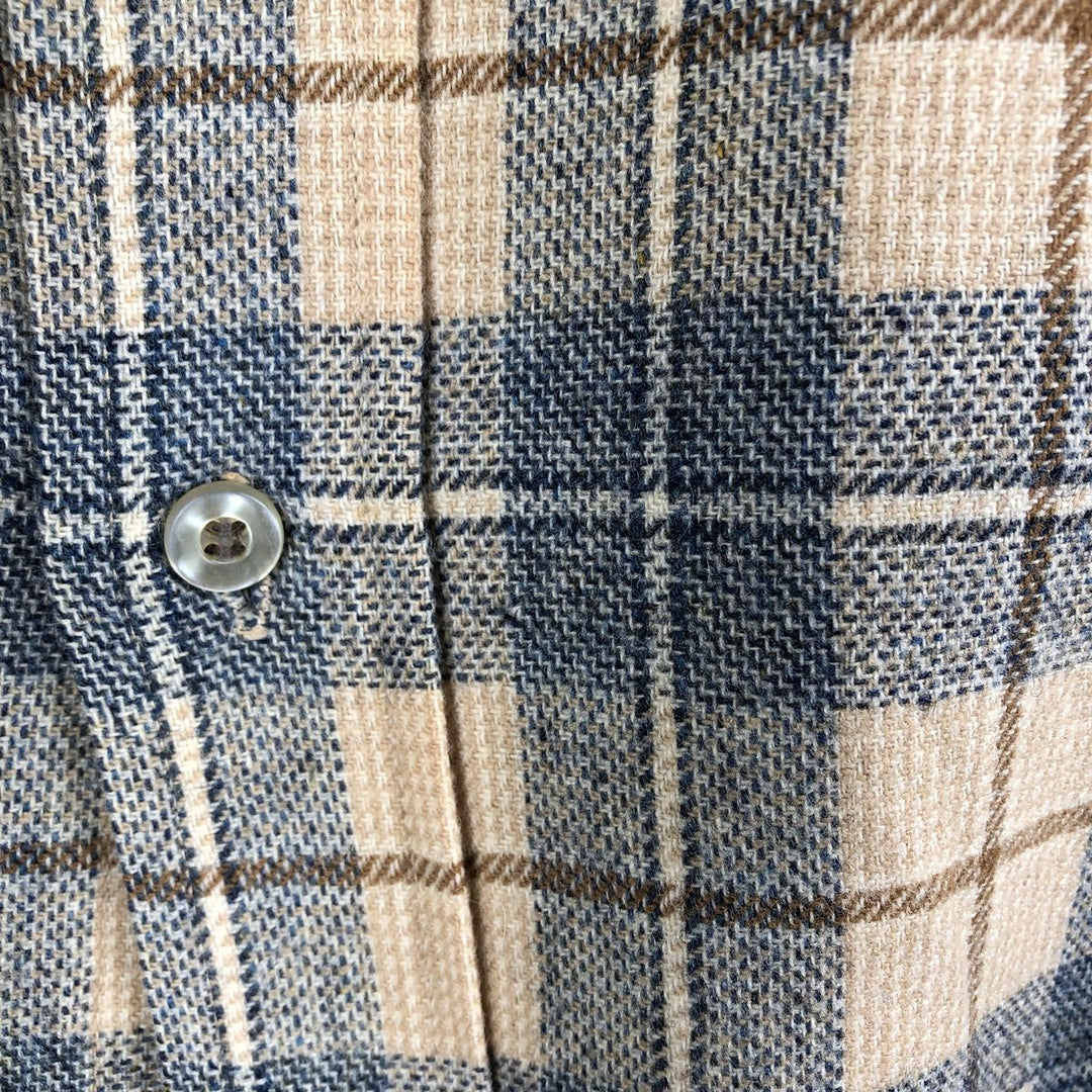 Vintage 70'S Pendleton Check Pattern Wool Shirt Made in USA Men's L wool Beige type Vintage Second Hand