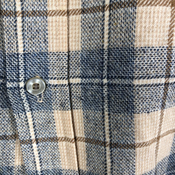 Vintage 70'S Pendleton Check Pattern Wool Shirt Made in USA Men's L wool Beige type Vintage Second Hand