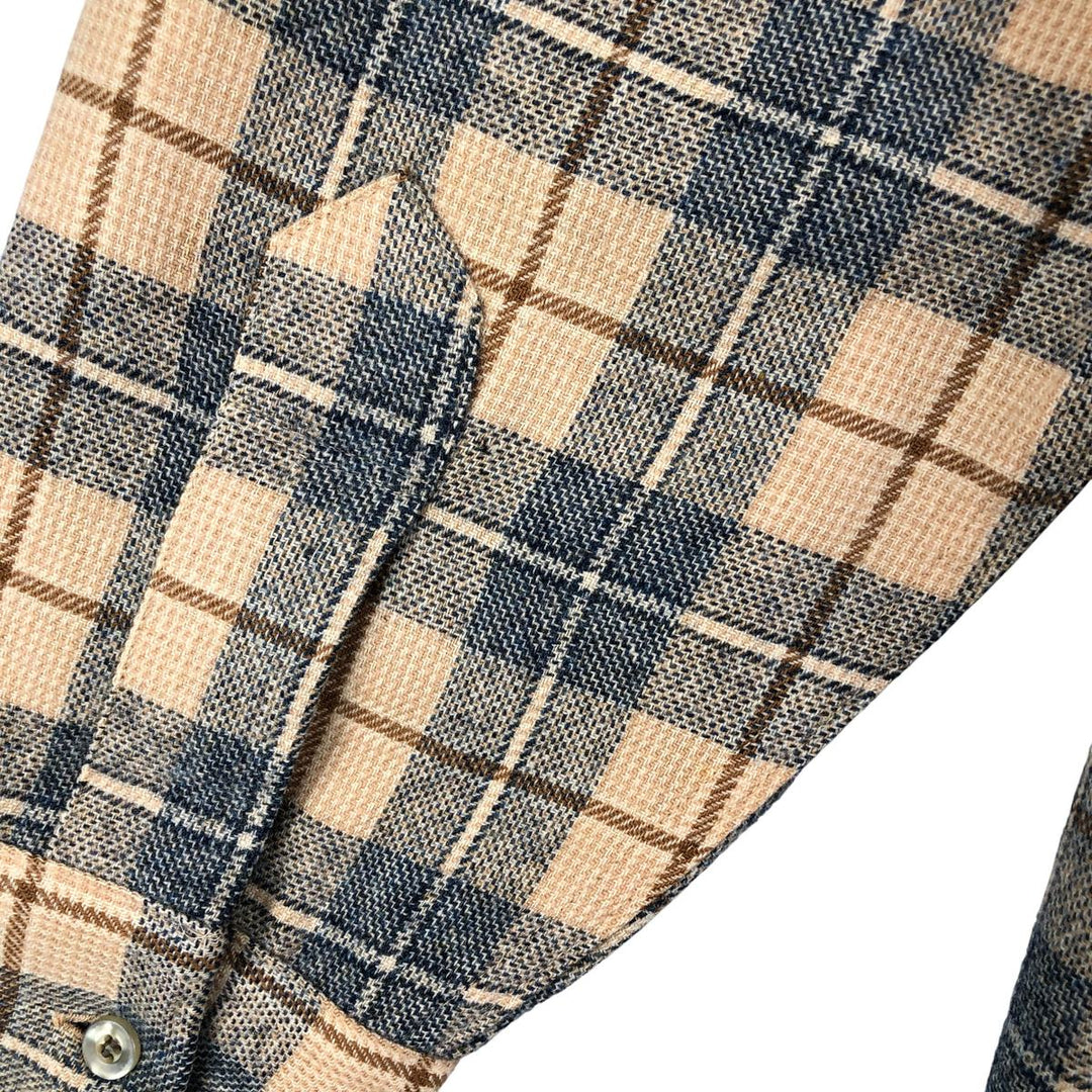 Vintage 70'S Pendleton Check Pattern Wool Shirt Made in USA Men's L wool Beige type Vintage Second Hand