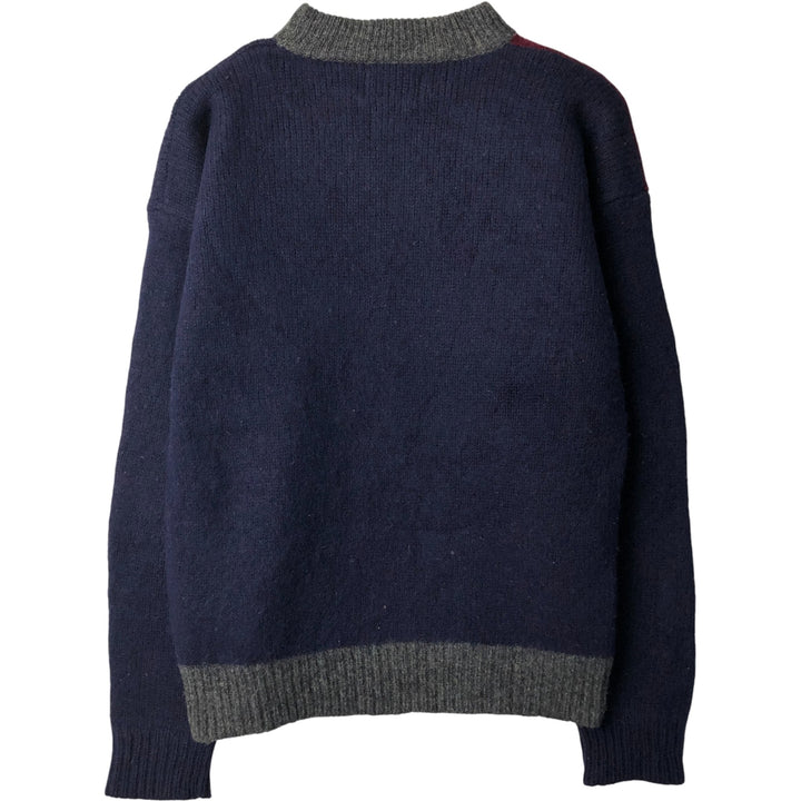 Pendleton All-Over Print High-Neck Wool Knit Sweater, Men's Size Medium wool gray type Vintage Second Hand