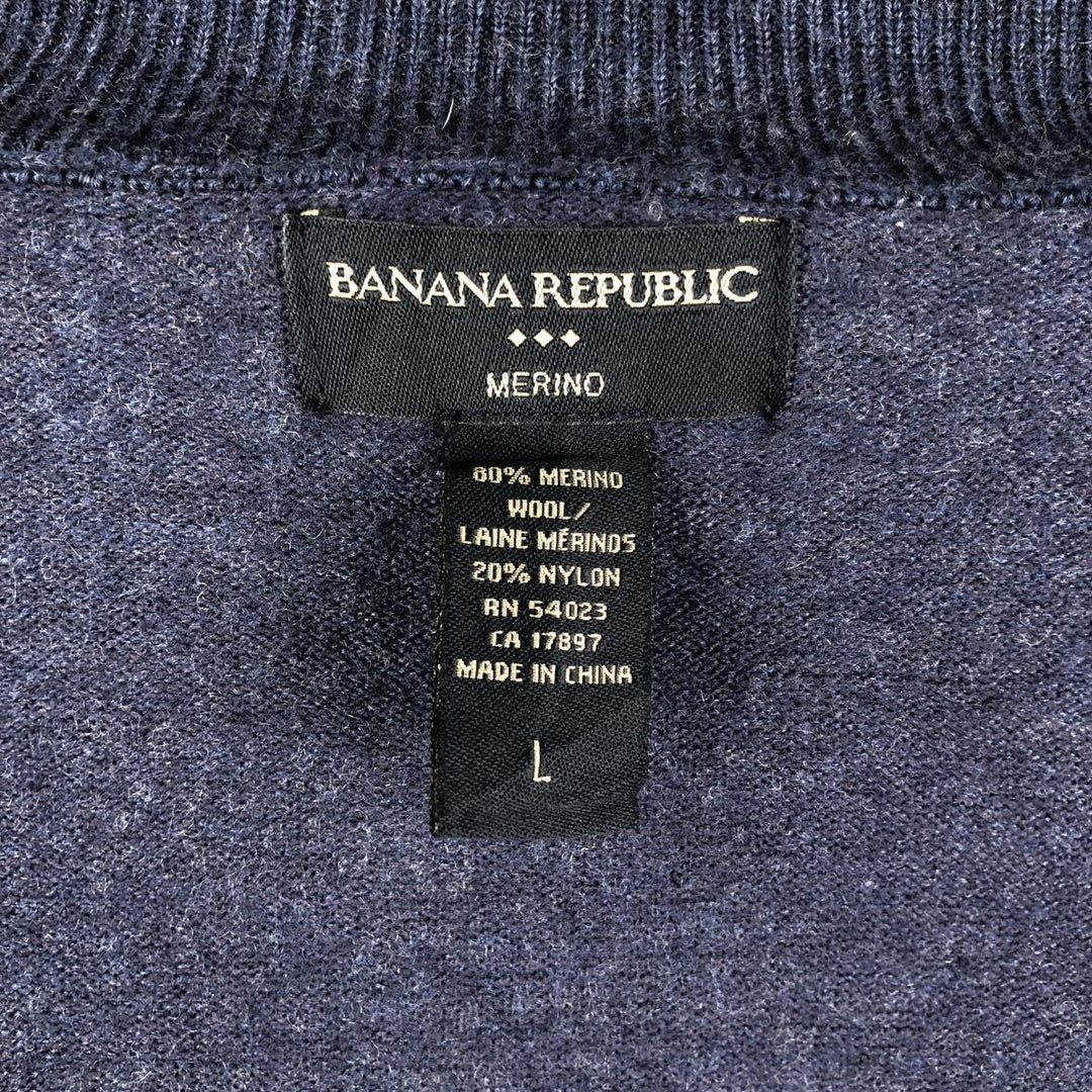 2000'S Banana Republic Merino Driver's Knit Sweater, Men's Size L Merino wool navy blue type Vintage Second Hand