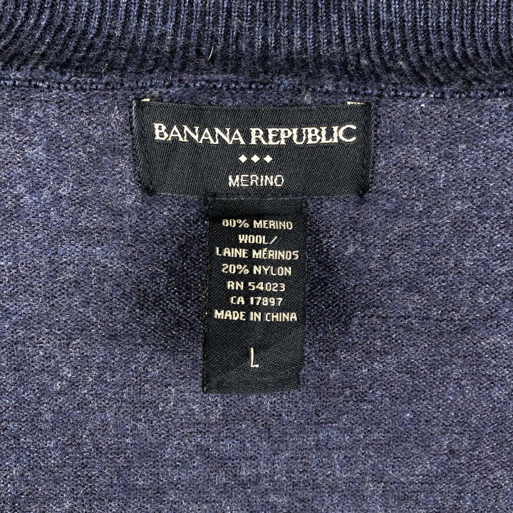 2000'S Banana Republic Merino Driver's Knit Sweater, Men's Size L Merino wool navy blue type Vintage Second Hand