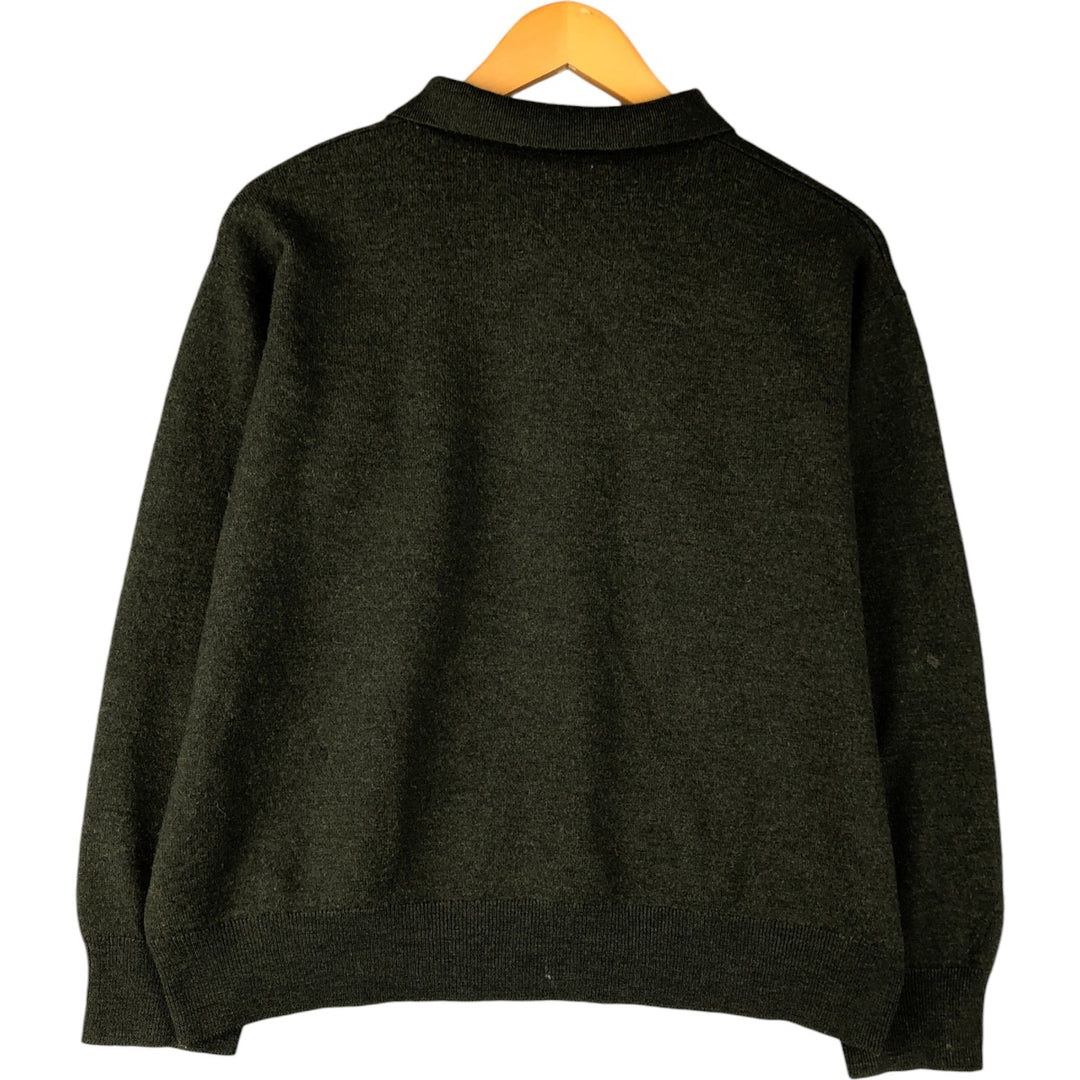 Vintage Burberry Check Pattern Polo Knit Sweater, Size 7 (Men's L) Merino wool Khaki type sage green Vintage Second Hand