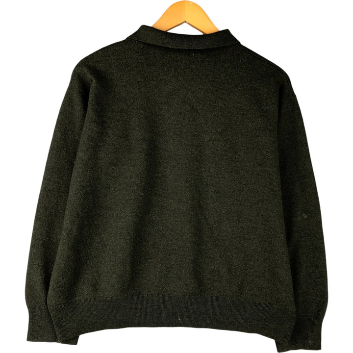 Vintage Burberry Check Pattern Polo Knit Sweater, Size 7 (Men's L) Merino wool Khaki type sage green Vintage Second Hand