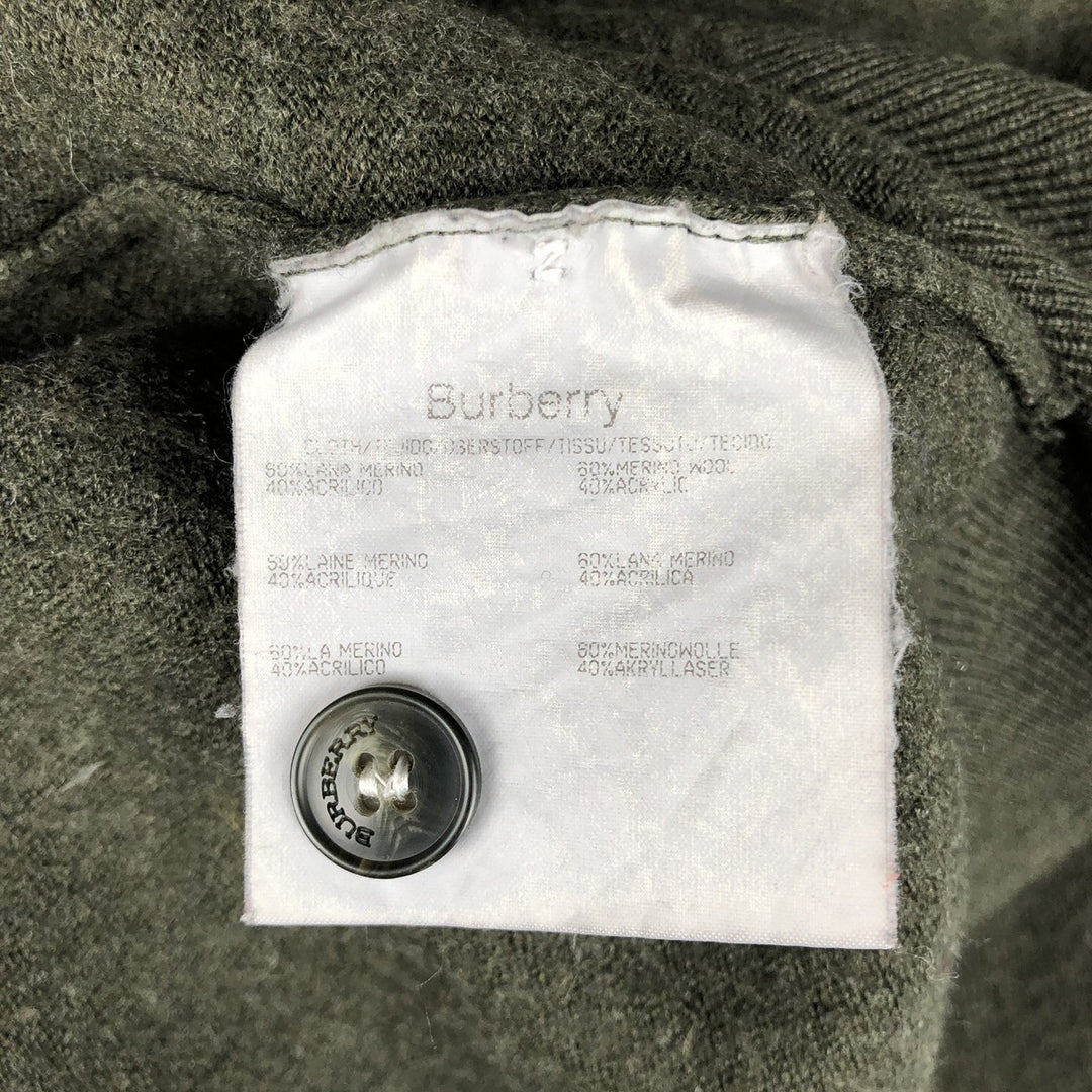 Vintage Burberry Check Pattern Polo Knit Sweater, Size 7 (Men's L) Merino wool Khaki type sage green Vintage Second Hand