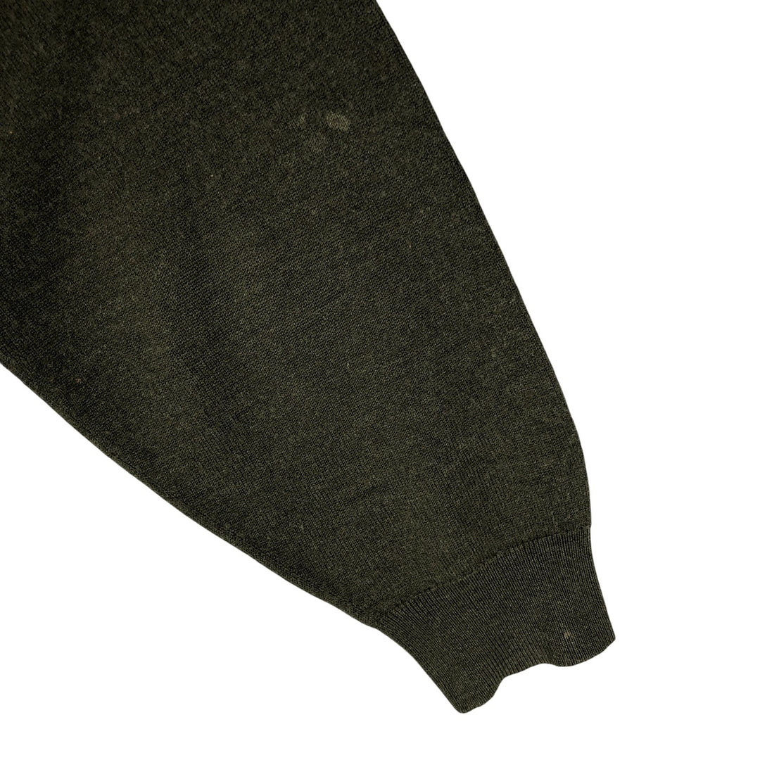 Vintage Burberry Check Pattern Polo Knit Sweater, Size 7 (Men's L) Merino wool Khaki type sage green Vintage Second Hand