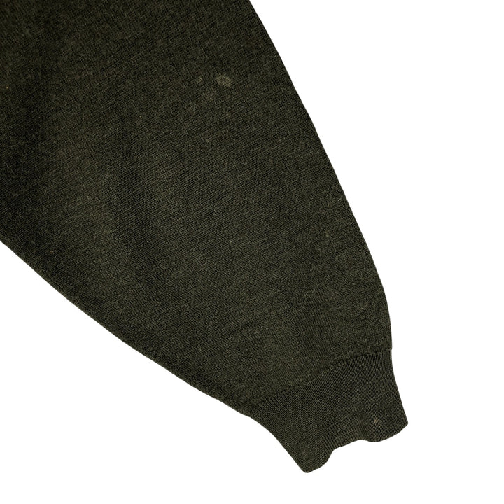 Vintage Burberry Check Pattern Polo Knit Sweater, Size 7 (Men's L) Merino wool Khaki type sage green Vintage Second Hand