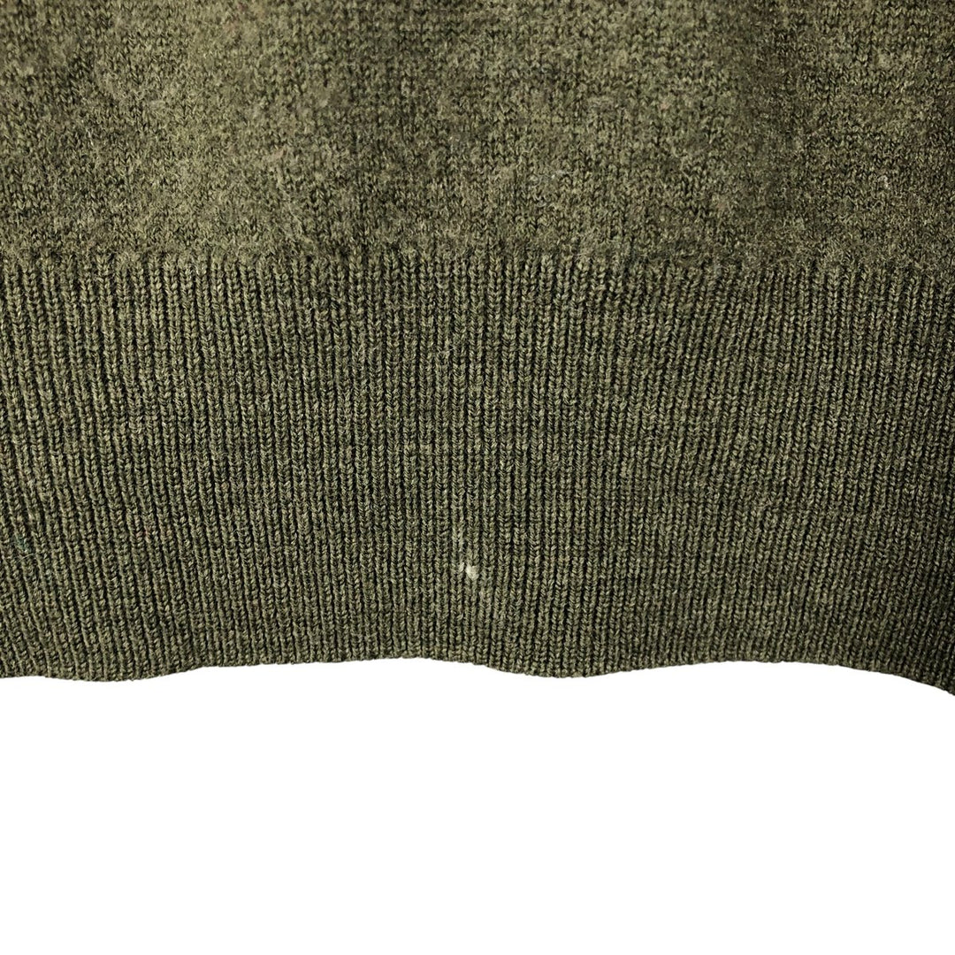 Vintage Burberry Check Pattern Polo Knit Sweater, Size 7 (Men's L) Merino wool Khaki type sage green Vintage Second Hand