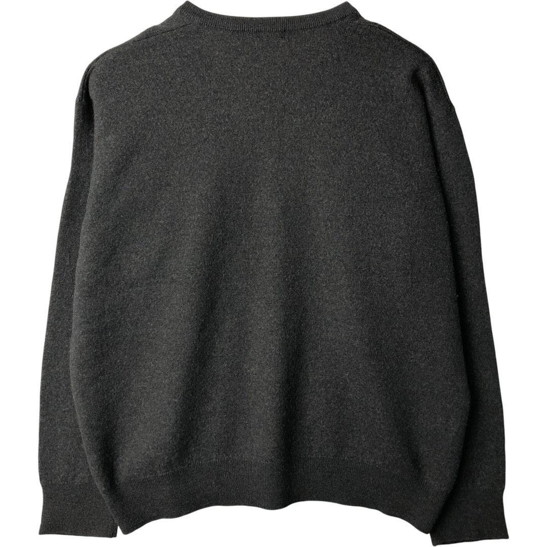 Burberry's V-neck wool knit sweater, made in Spain, men's size XL wool Charcoal Vintage Second Hand