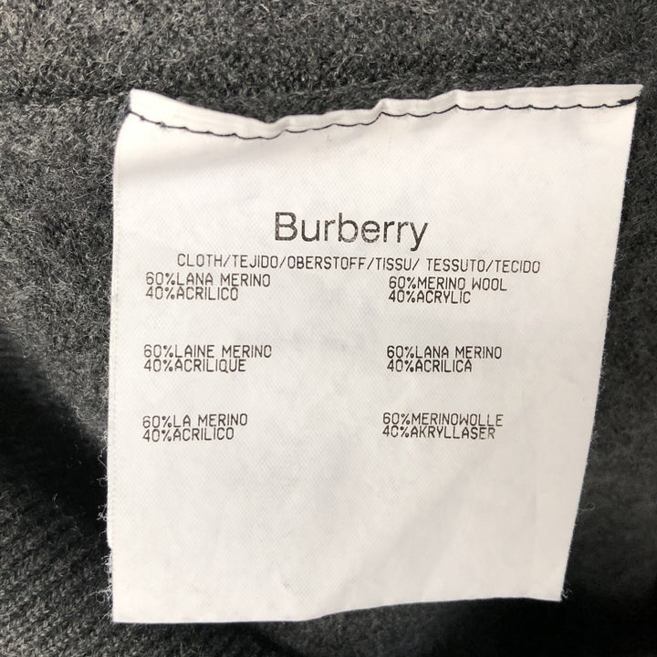 Burberry's V-neck wool knit sweater, made in Spain, men's size XL wool Charcoal Vintage Second Hand
