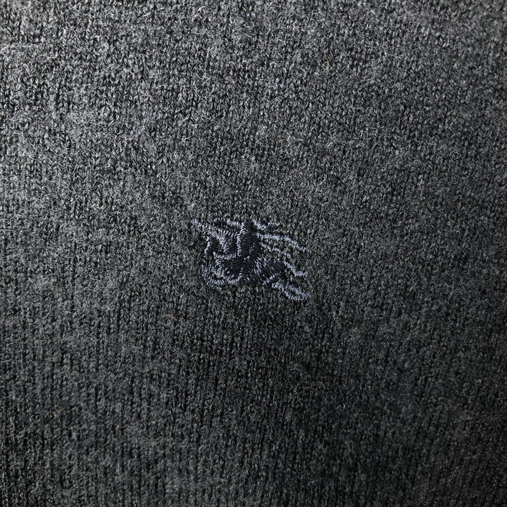 Burberry's V-neck wool knit sweater, made in Spain, men's size XL wool Charcoal Vintage Second Hand