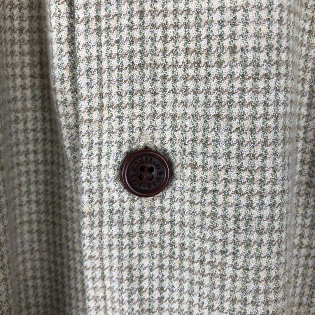Orvis Houndstooth Pattern Long Sleeve Light Flannel Check Shirt, Men's Size XL cotton Beige type Vintage Second Hand