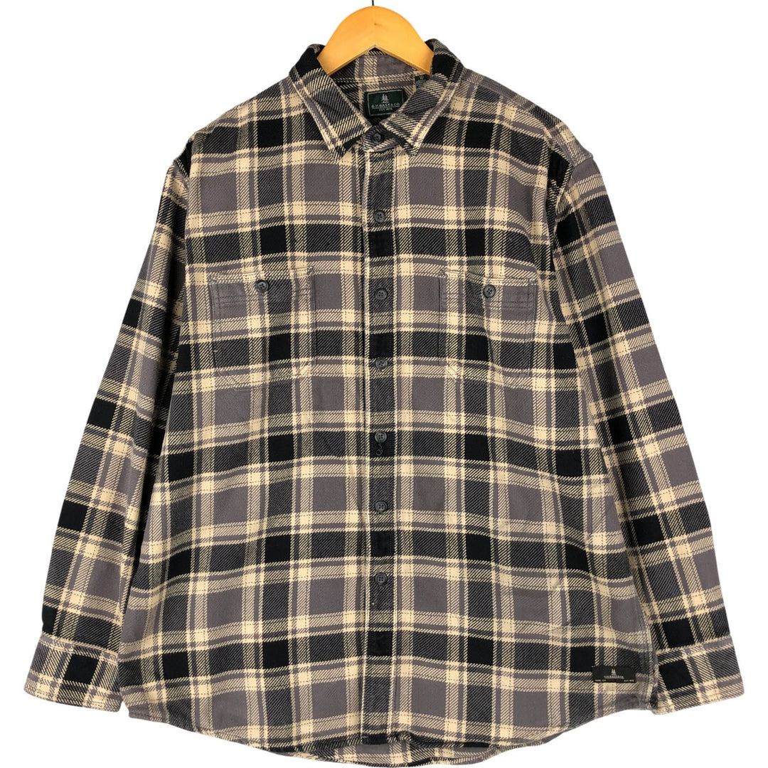 GHBass Long Sleeve Flannel Check Shirt, Men's Size XL cotton black type Vintage Second Hand
