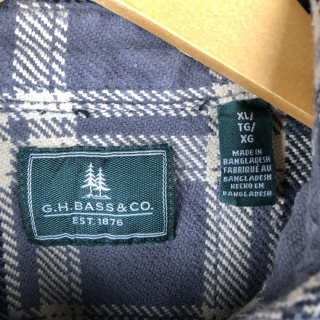 GHBass Long Sleeve Flannel Check Shirt, Men's Size XL cotton black type Vintage Second Hand