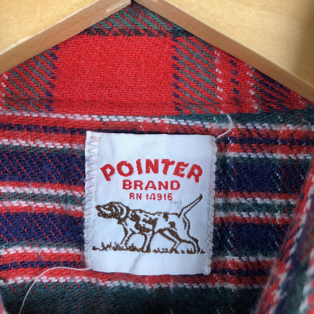 Vintage POINTER long-sleeved flannel check shirt, made in the USA, size M, men's size. cotton red type Vintage Second Hand
