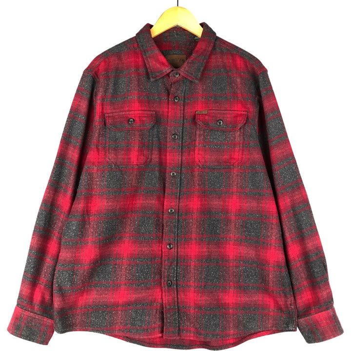ORVIS Ombre Check Long Sleeve Heavy Flannel Check Shirt, Men's XL cotton wine-red Vintage Second Hand