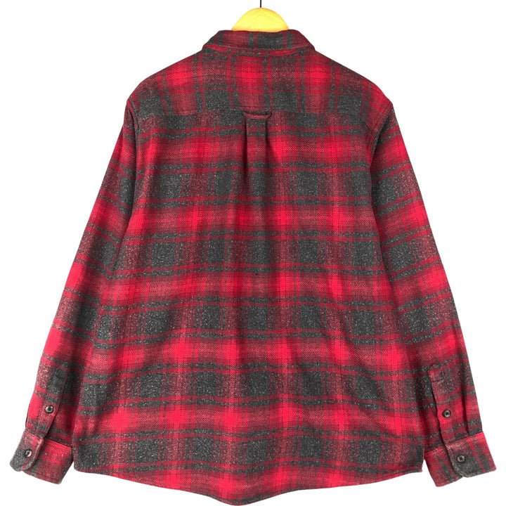 ORVIS Ombre Check Long Sleeve Heavy Flannel Check Shirt, Men's XL cotton wine-red Vintage Second Hand
