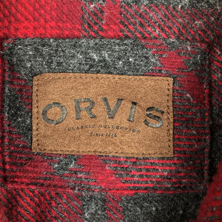 ORVIS Ombre Check Long Sleeve Heavy Flannel Check Shirt, Men's XL cotton wine-red Vintage Second Hand