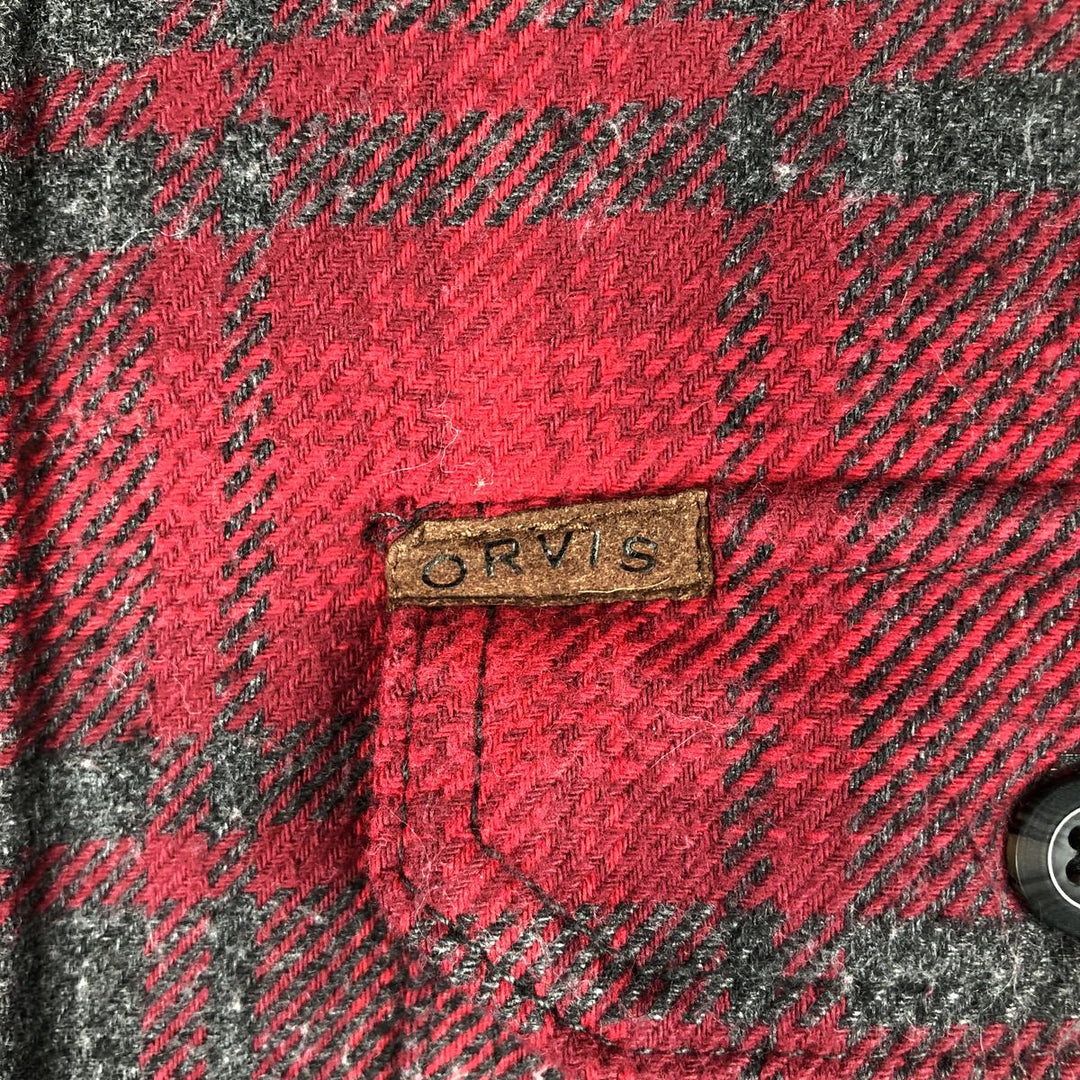 ORVIS Ombre Check Long Sleeve Heavy Flannel Check Shirt, Men's XL cotton wine-red Vintage Second Hand