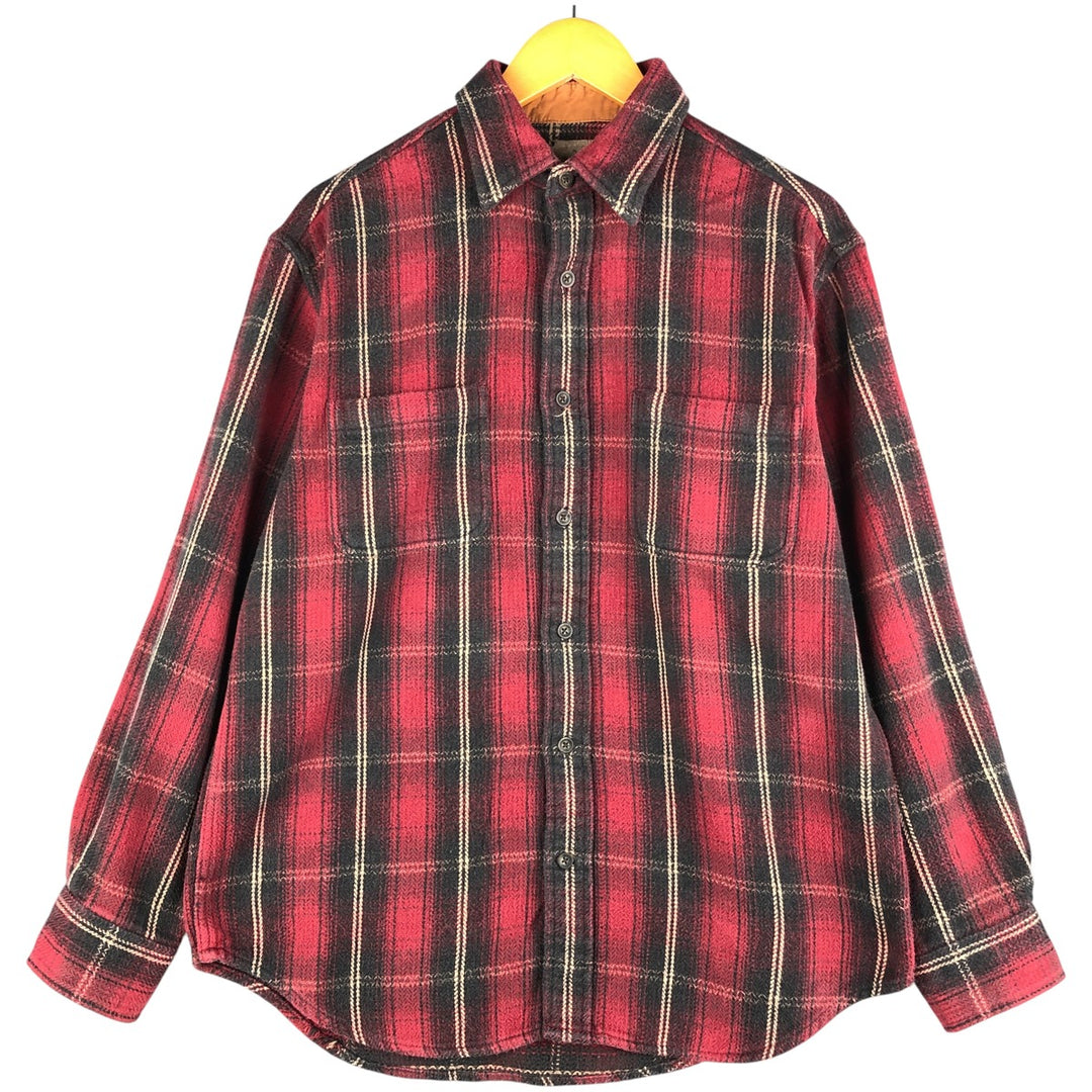 Long-sleeved Lightflannel Check Shirt, Men's Size XL unclear red type Vintage Second Hand