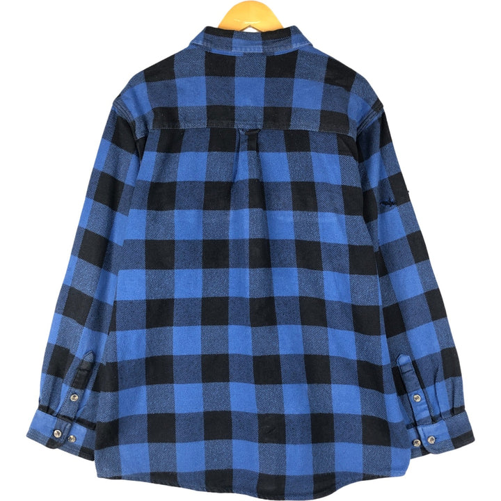Field and Stream Buffalo Check Long Sleeve Flannel Check Shirt, Men's XL cotton blue type Vintage Second Hand