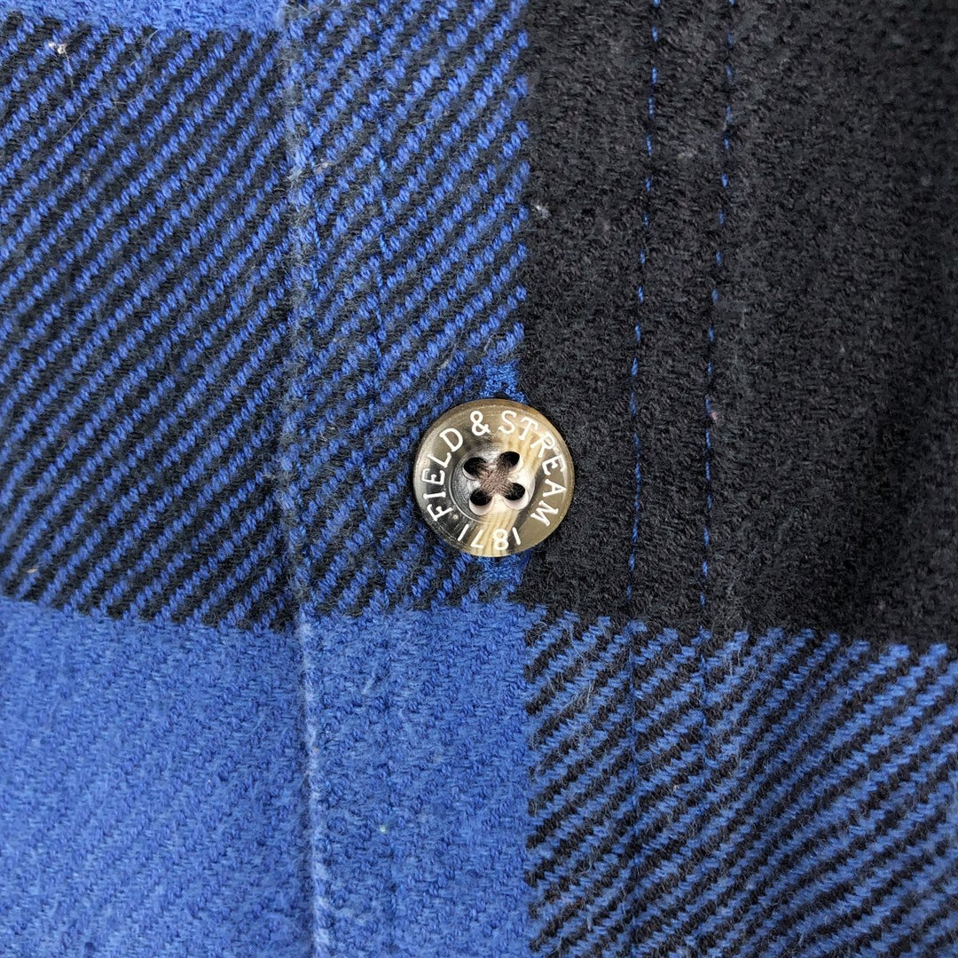 Field and Stream Buffalo Check Long Sleeve Flannel Check Shirt, Men's XL cotton blue type Vintage Second Hand