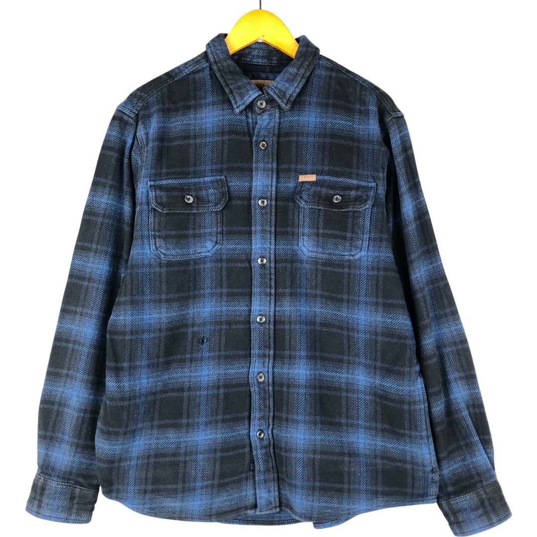ORVIS Ombre Check Long Sleeve Heavy Flannel Check Shirt, Men's M cotton Navy blue Vintage Second Hand