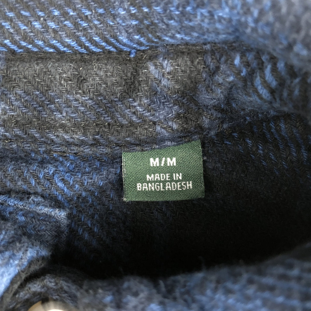 ORVIS Ombre Check Long Sleeve Heavy Flannel Check Shirt, Men's M cotton Navy blue Vintage Second Hand