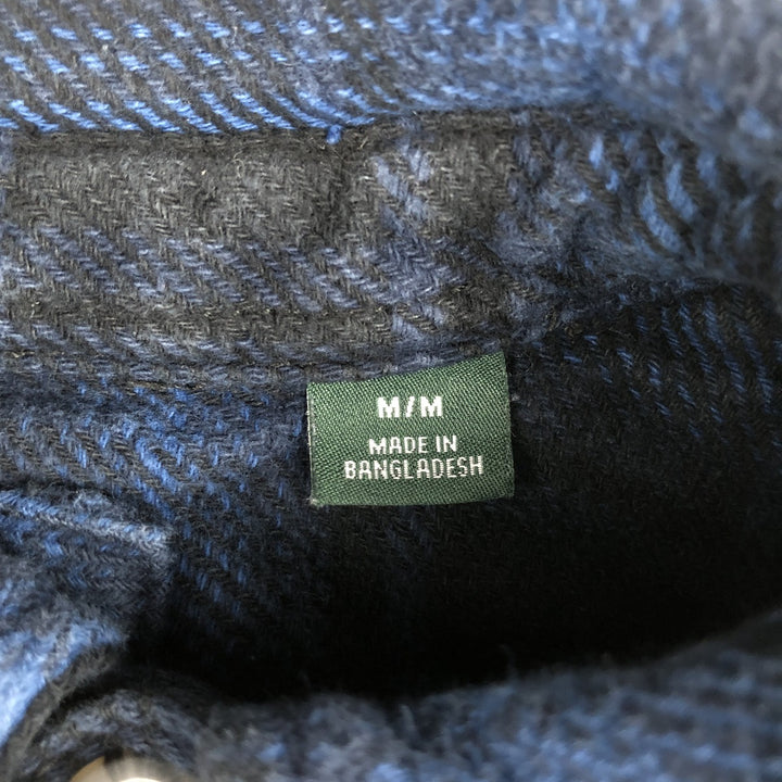 ORVIS Ombre Check Long Sleeve Heavy Flannel Check Shirt, Men's M cotton Navy blue Vintage Second Hand