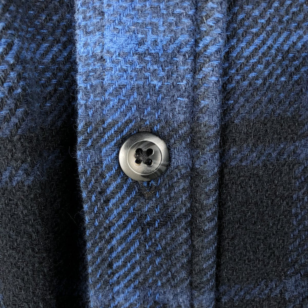 ORVIS Ombre Check Long Sleeve Heavy Flannel Check Shirt, Men's M cotton Navy blue Vintage Second Hand