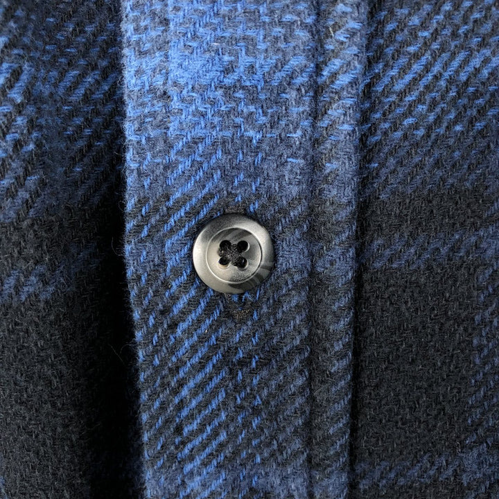ORVIS Ombre Check Long Sleeve Heavy Flannel Check Shirt, Men's M cotton Navy blue Vintage Second Hand