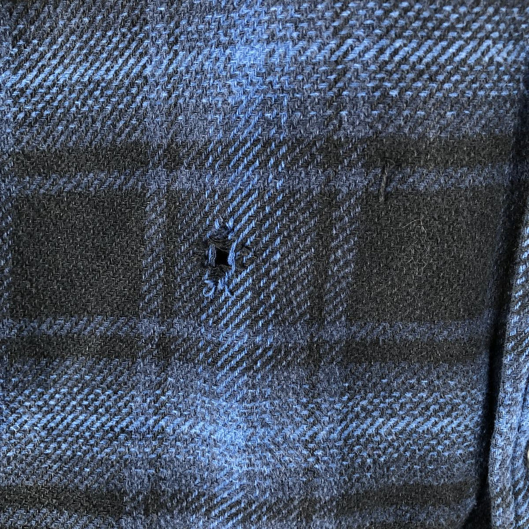 ORVIS Ombre Check Long Sleeve Heavy Flannel Check Shirt, Men's M cotton Navy blue Vintage Second Hand