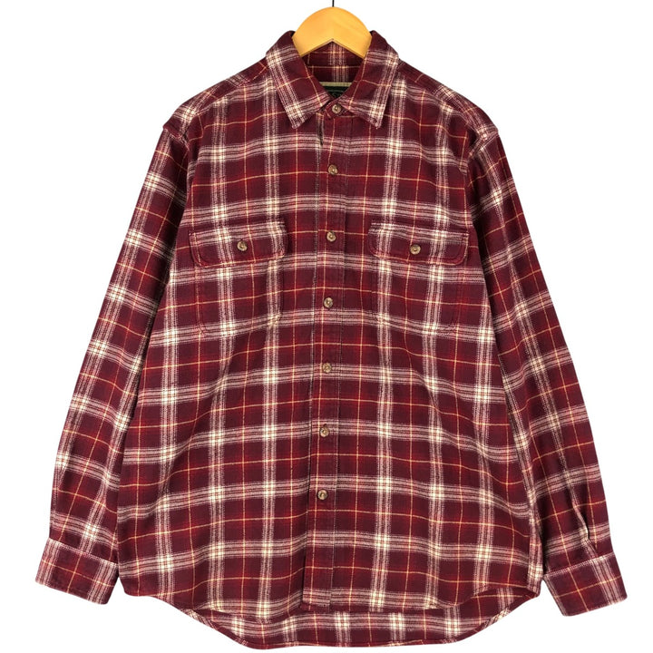 FIELD AND STREAM Long Sleeve Heavy Flannel Check Shirt, Men's Size L unclear wine-red Vintage Second Hand