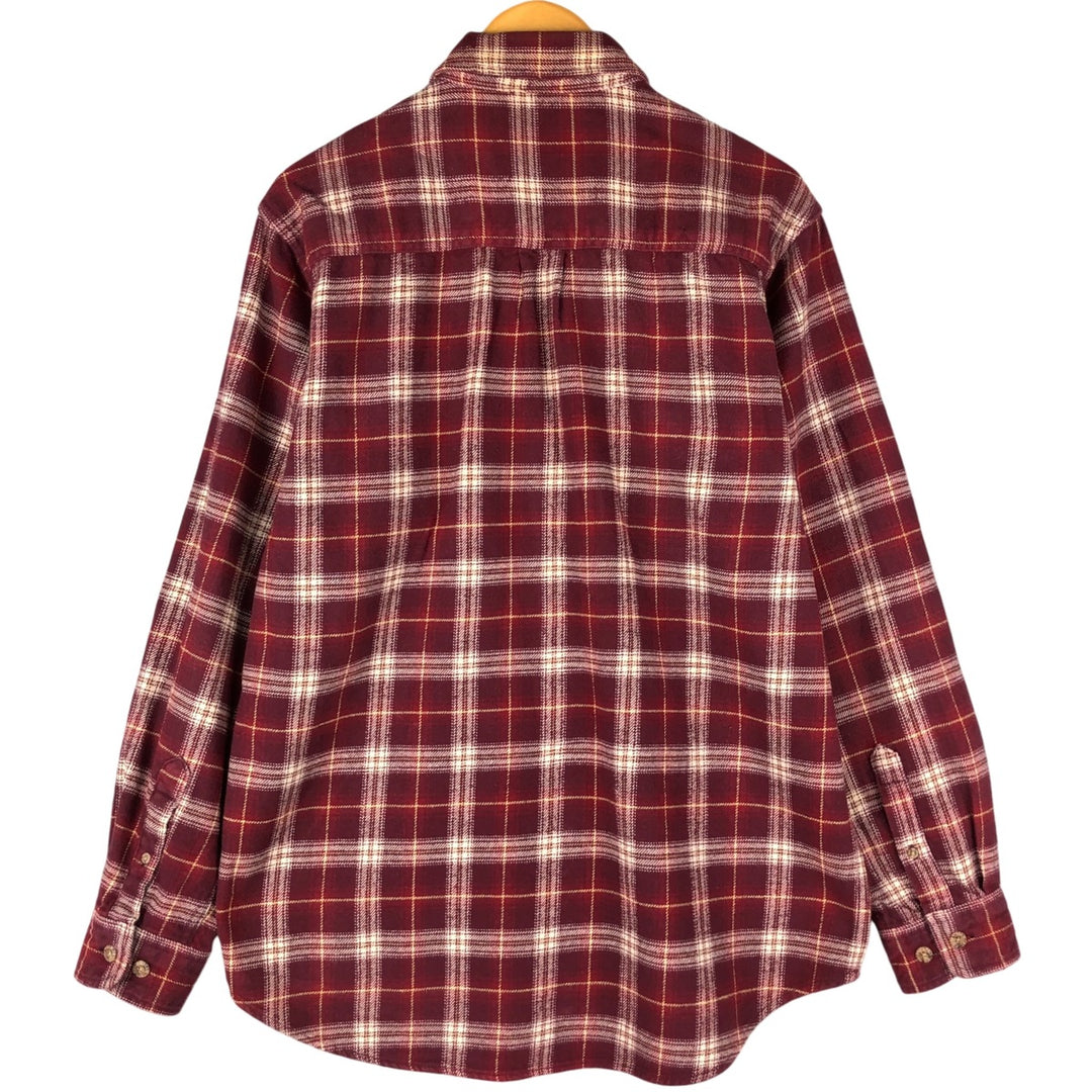 FIELD AND STREAM Long Sleeve Heavy Flannel Check Shirt, Men's Size L unclear wine-red Vintage Second Hand