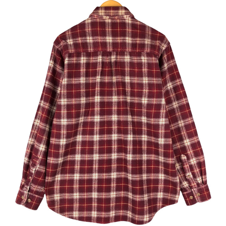 FIELD AND STREAM Long Sleeve Heavy Flannel Check Shirt, Men's Size L unclear wine-red Vintage Second Hand