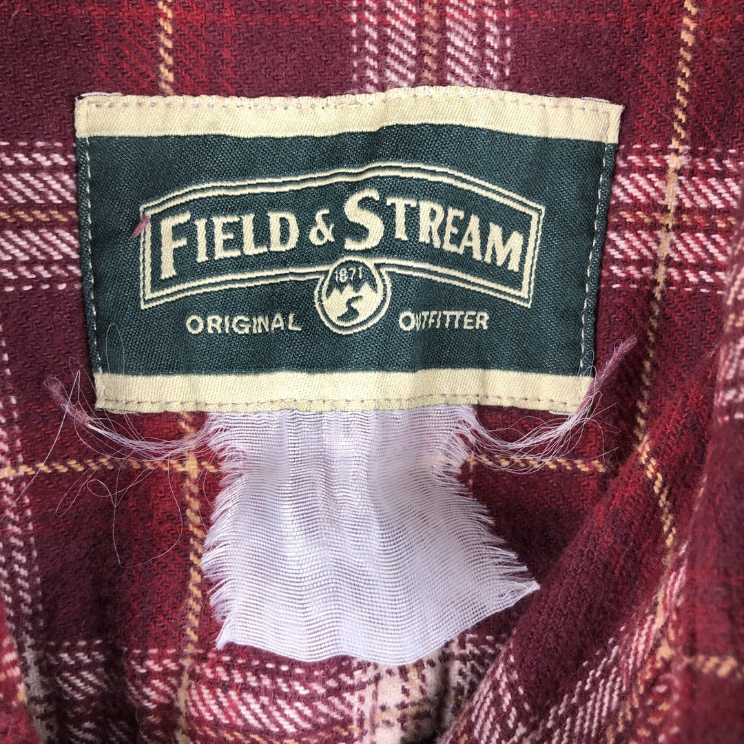 FIELD AND STREAM Long Sleeve Heavy Flannel Check Shirt, Men's Size L unclear wine-red Vintage Second Hand