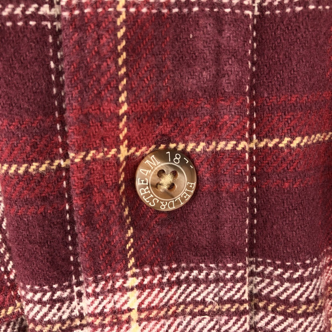 FIELD AND STREAM Long Sleeve Heavy Flannel Check Shirt, Men's Size L unclear wine-red Vintage Second Hand