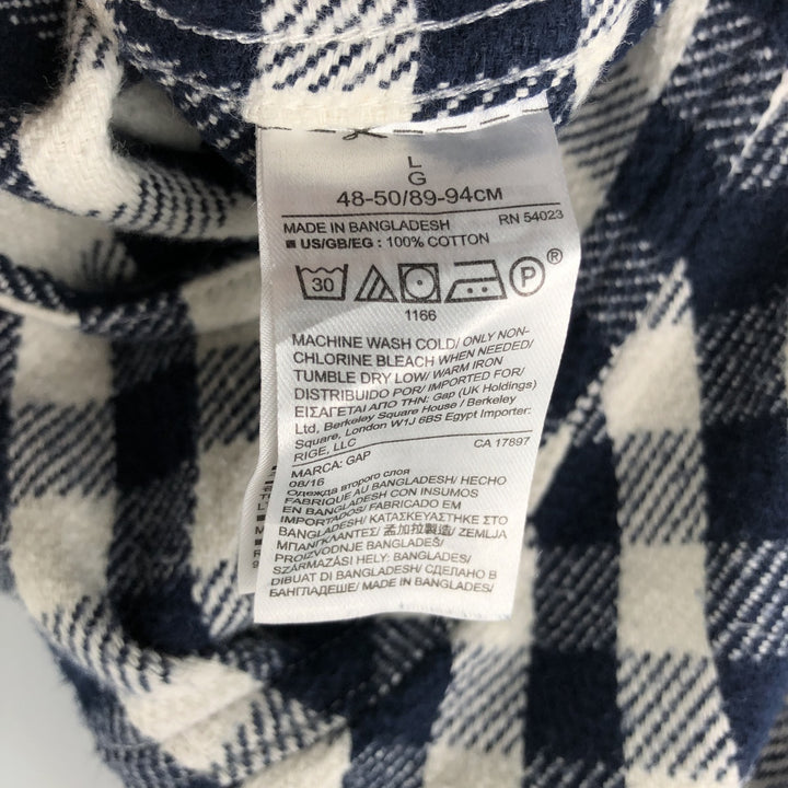 GAP Gingham Check Long Sleeve Flannel Check Shirt, Men's Size L cotton navy blue type Vintage Second Hand