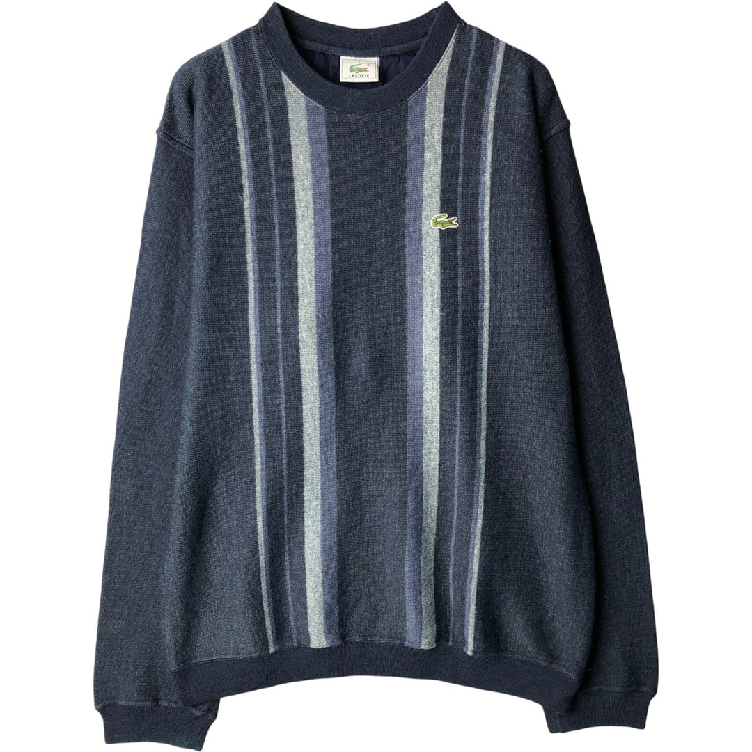 Vintage Lacoste multi-stripe wool knit sweater, size M, men's size M wool navy blue type Vintage Second Hand