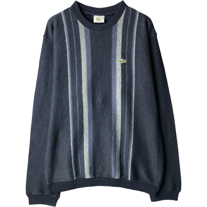 Vintage Lacoste multi-stripe wool knit sweater, size M, men's size M wool navy blue type Vintage Second Hand