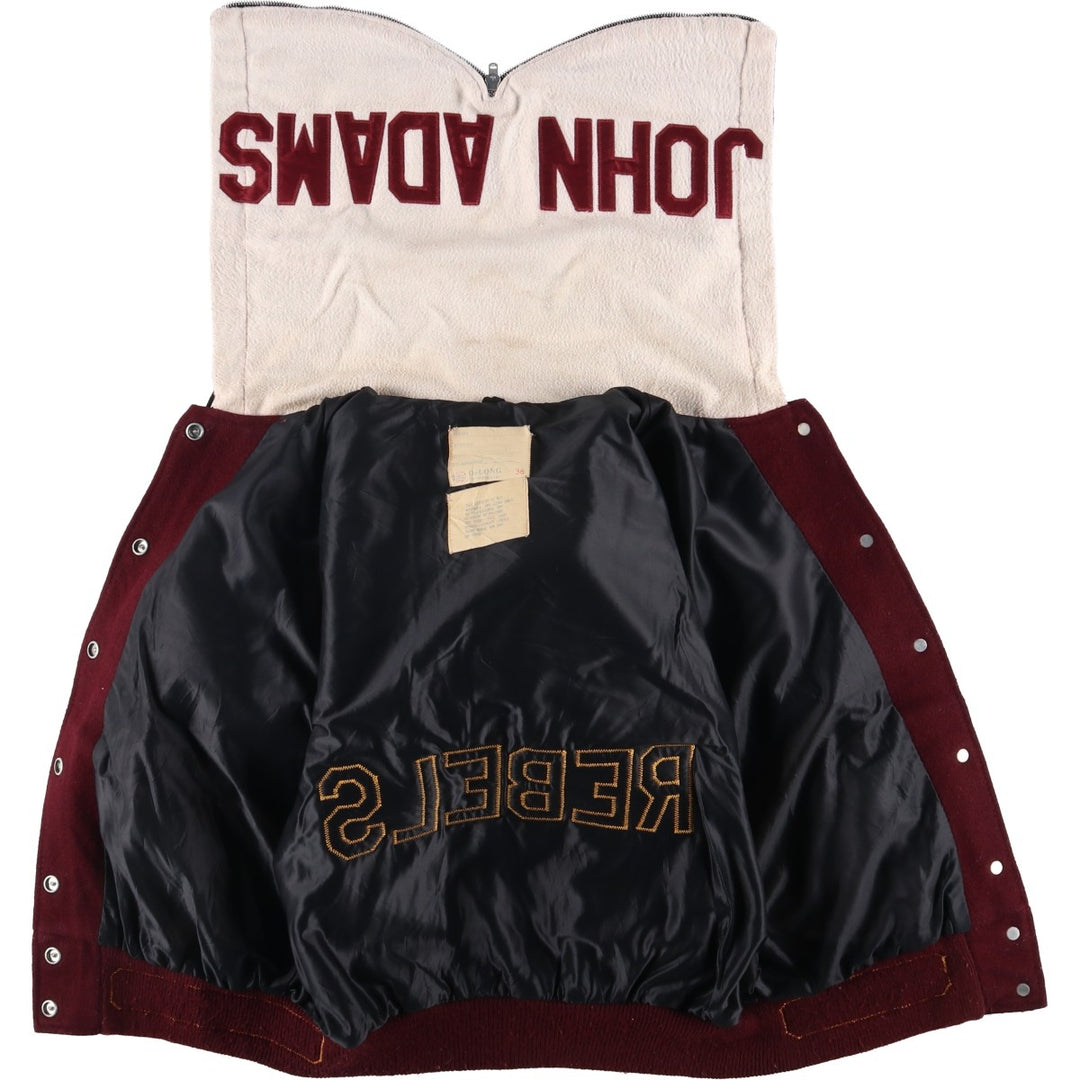 Vintage DeLong wool varsity jacket with a sailor collar and hood from the 1970'S to 1980s, size XL. wool wine-red Vintage Second Hand