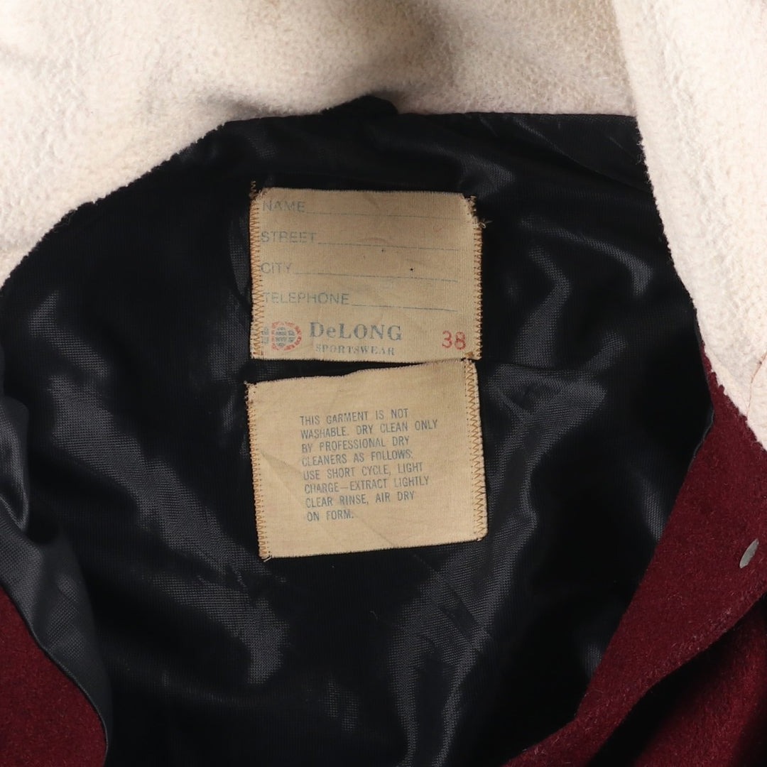 Vintage DeLong wool varsity jacket with a sailor collar and hood from the 1970'S to 1980s, size XL. wool wine-red Vintage Second Hand